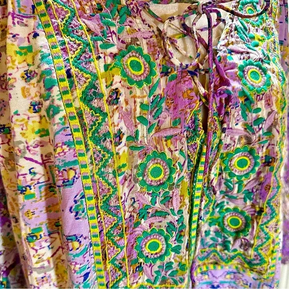 Anthropologie Colorful Floral Embroidered Tunic Boho Top - Picture 2 of 9